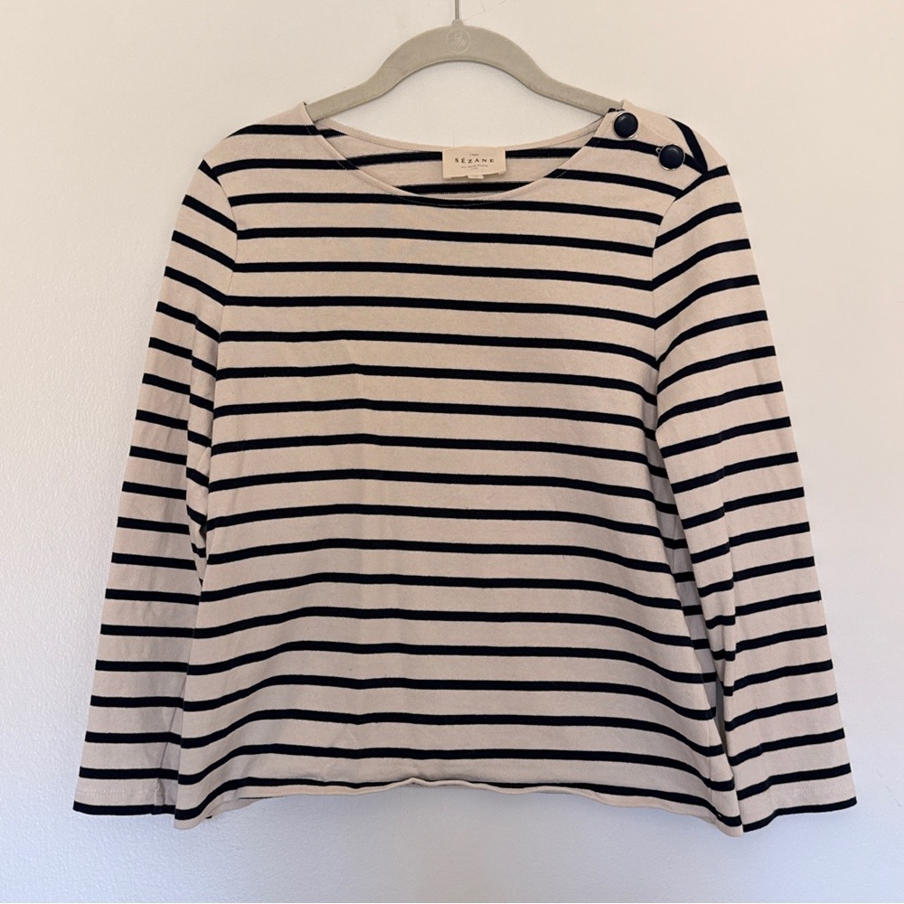 Sezane Colette Marinière Ecru / Marine. - Size XS